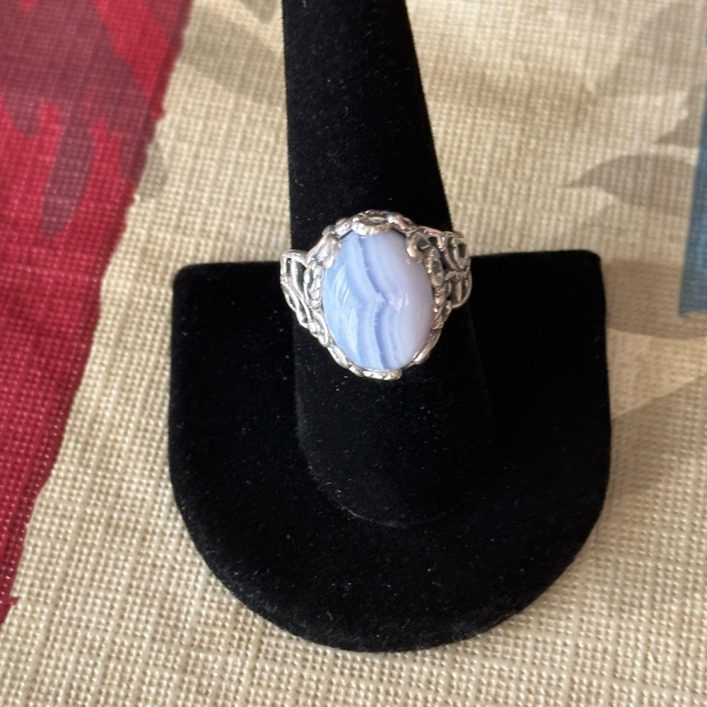 92.5 Blue Lace Agate Ring - Picture 5 of 11